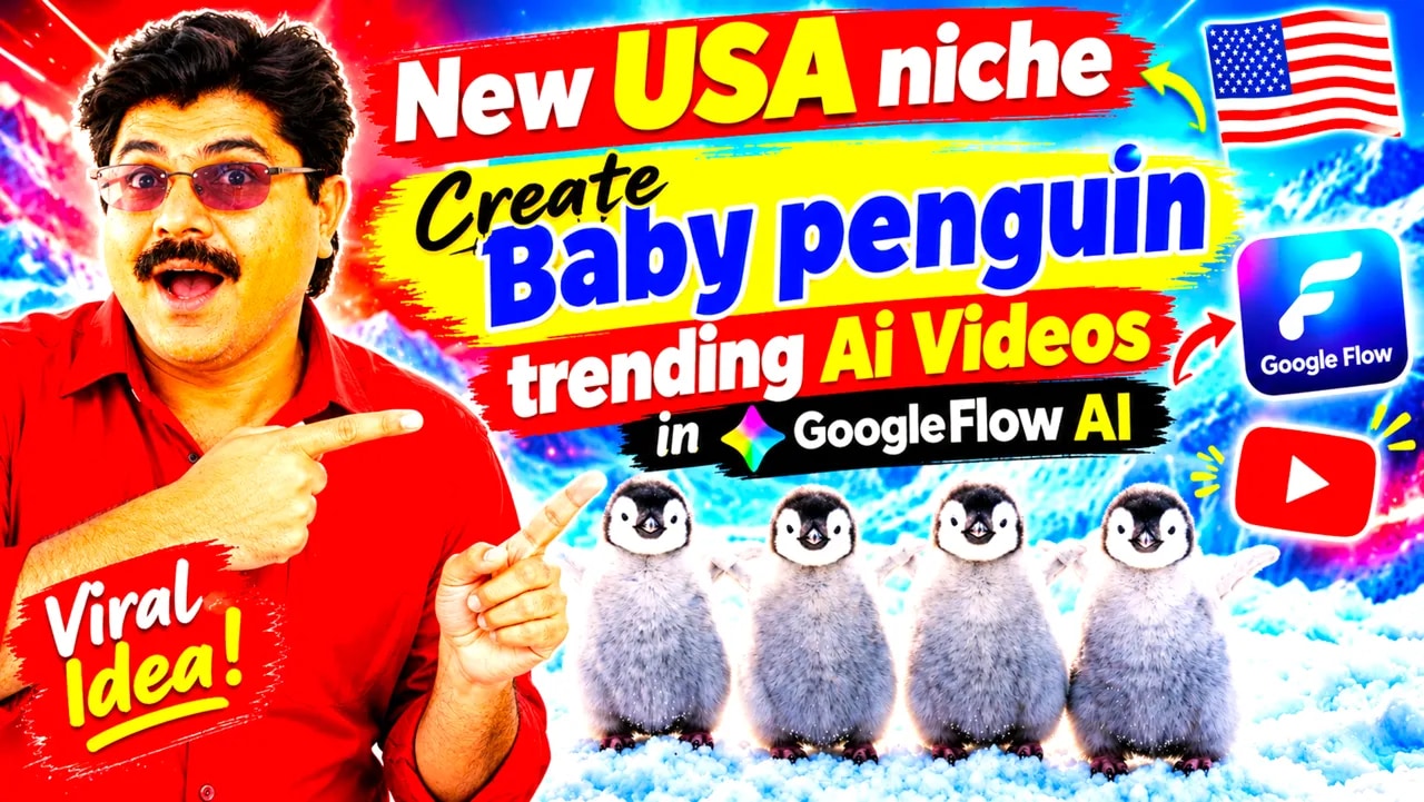 New USA niche | create baby penguin trending Ai Videos in Google Flow AI🔥